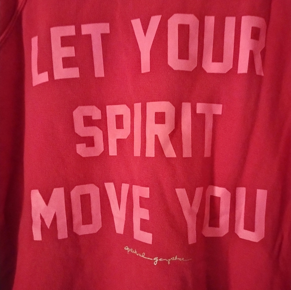 Spiritual Gangster x Peloton red & pink sweatshirt size large 100% cotton - Picture 10 of 10